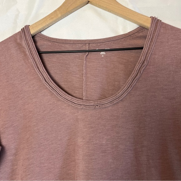 GARNET HILL Women's Cotton Modal Slubbed Knit Knee Length Dress Mauve Pink Med - Picture 4 of 8